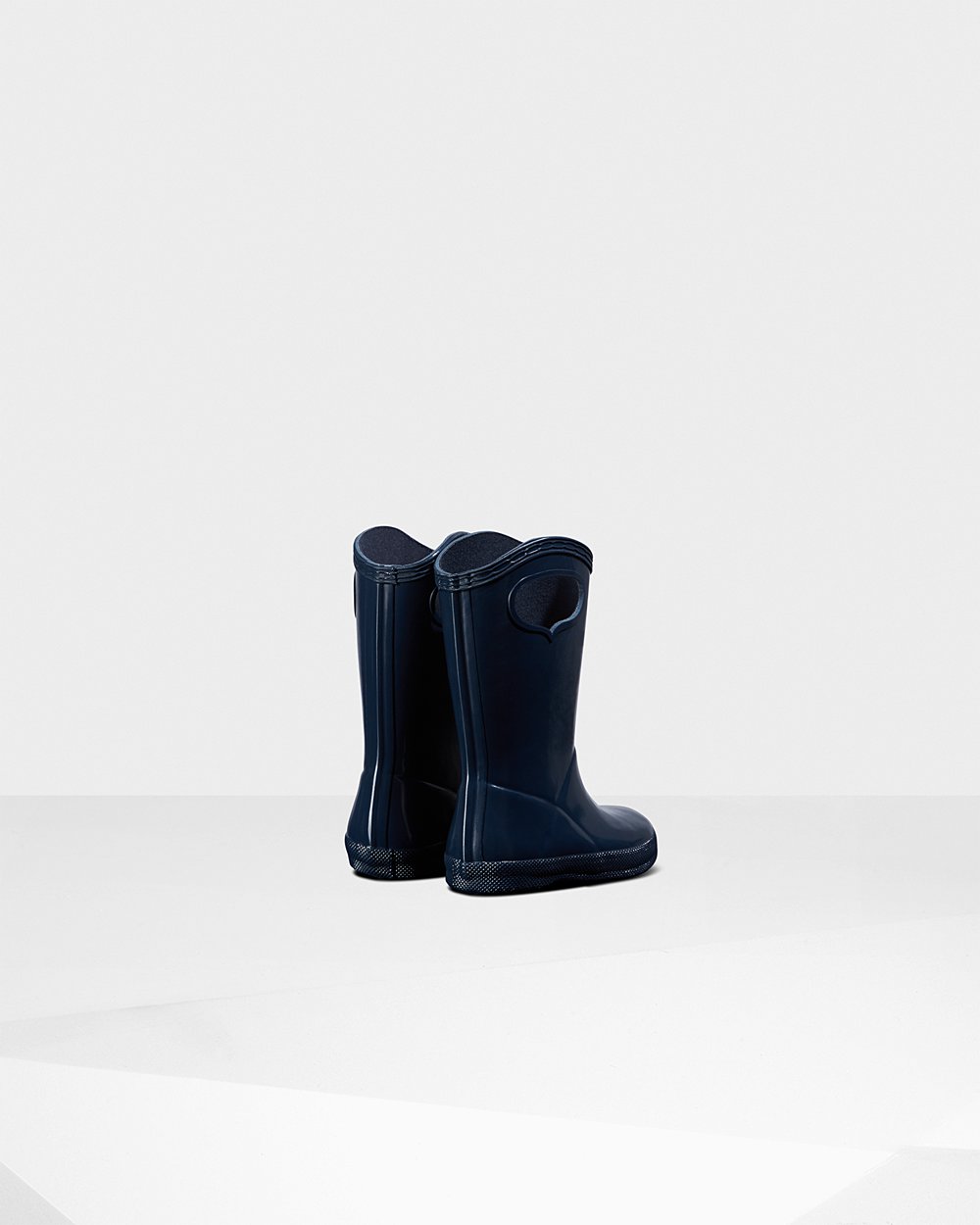 Kids Rain Boots - Hunter Original First Classic Grab Handle Gloss (68AERXVYL) - Navy